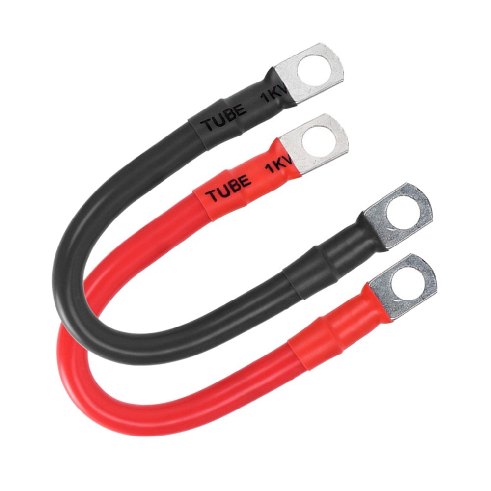 2AWG Battery Cable Pure Copper Battery Inverter Cables with 3/8in Lugs Both Ends