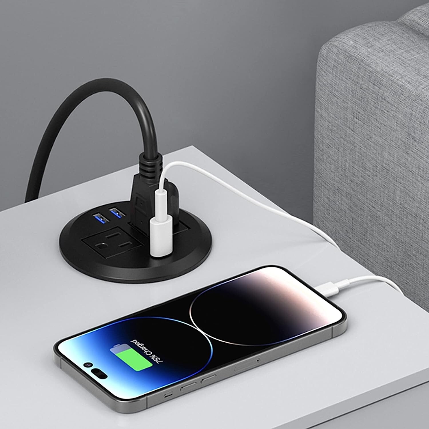 Desktop Power Grommet with 2 AC OUTLETS Fast Charging USB C, 2 USB A PORTS