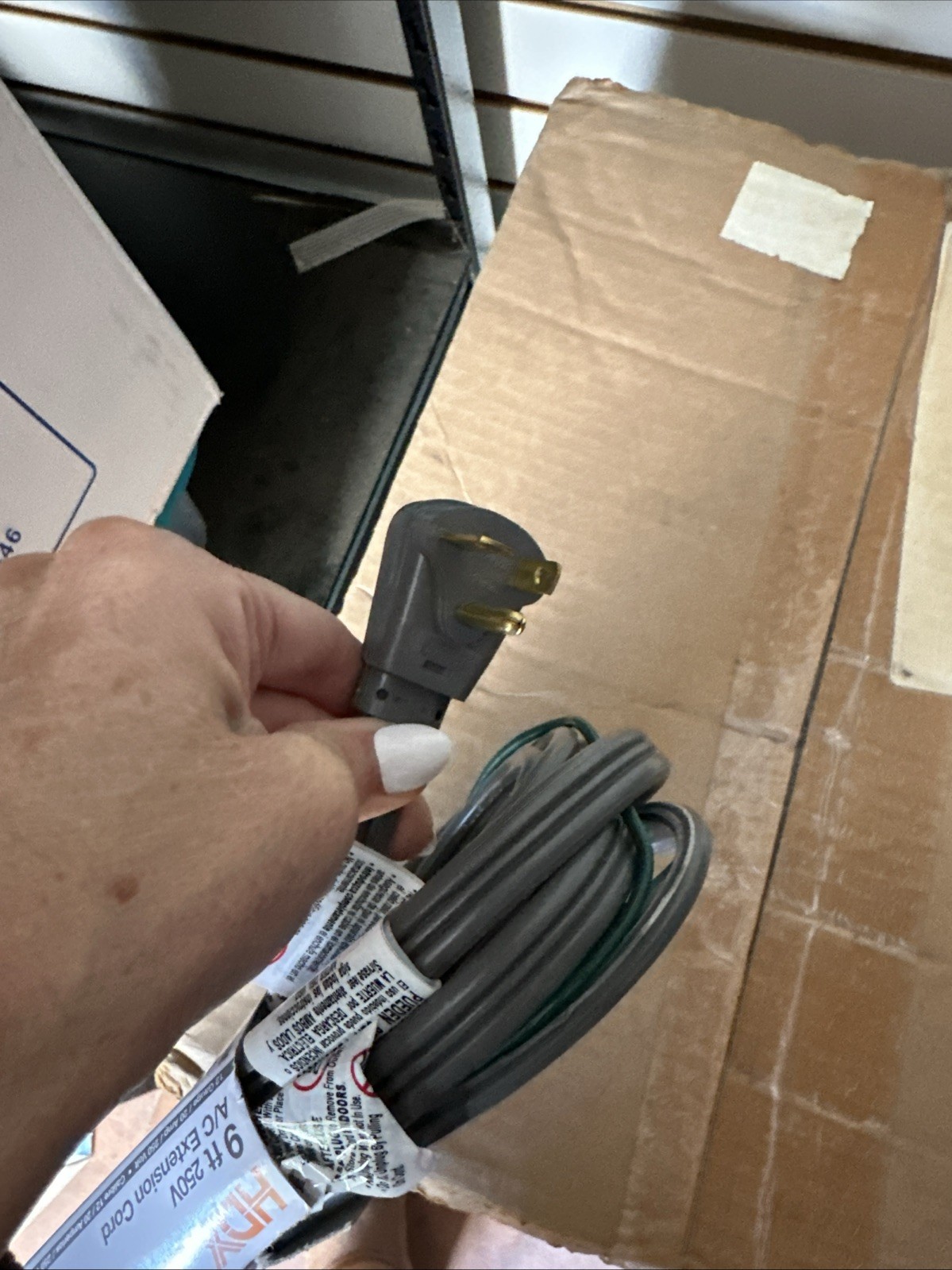 9 ft. 12/3 20 Amp 250-Volt Air Conditioner Extension Cord, Grey
