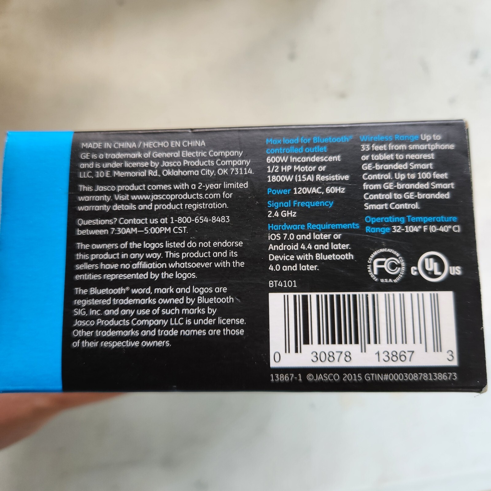 NEW GE Plug-In Smart Switch Bluetooth Wireless Control 13867 NIB