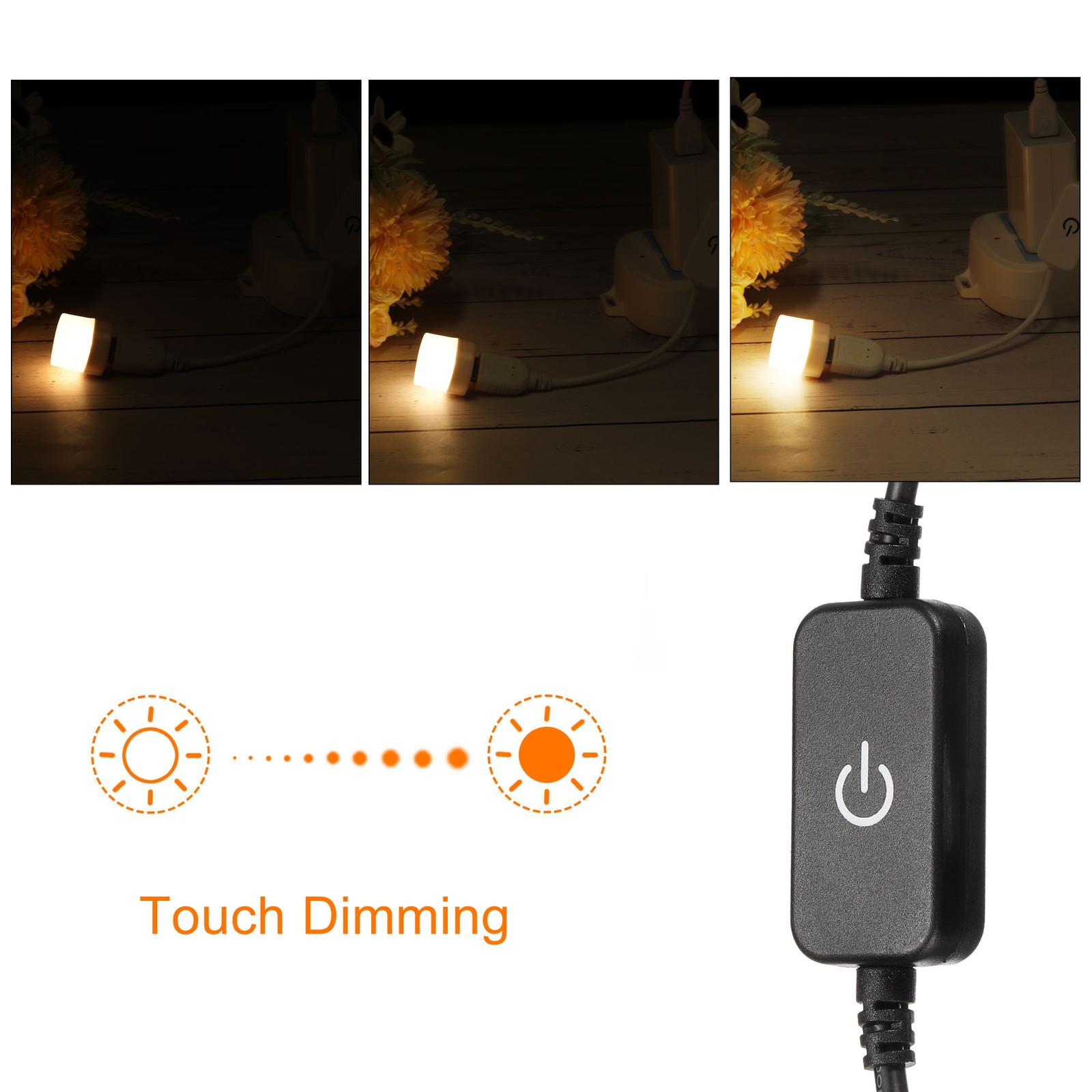 5V 3A USB Inline Tact Dimmer Switch LED Strip Lights Controller Black