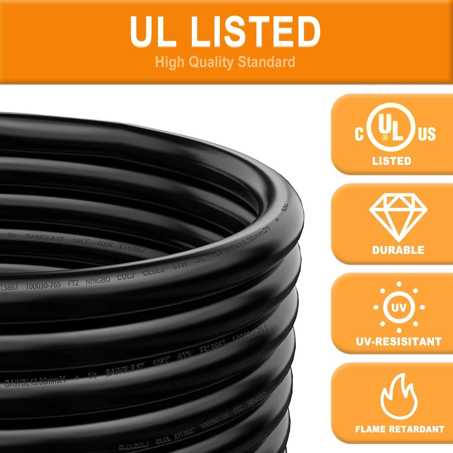 50FT 50Amp RV Extension Cord Power Cable Rain Proof for Trailer Motorhome Camper