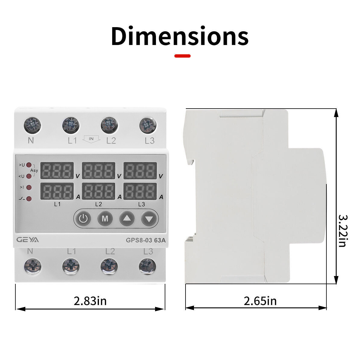 GEYA 3Phase Over Current Protector Over&Under voltage Protective Device 63A 220V