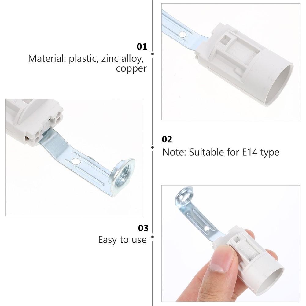 10pcs White E14 Screw Type Lamp Sockets for Candle Table Floor and Wall Lamps