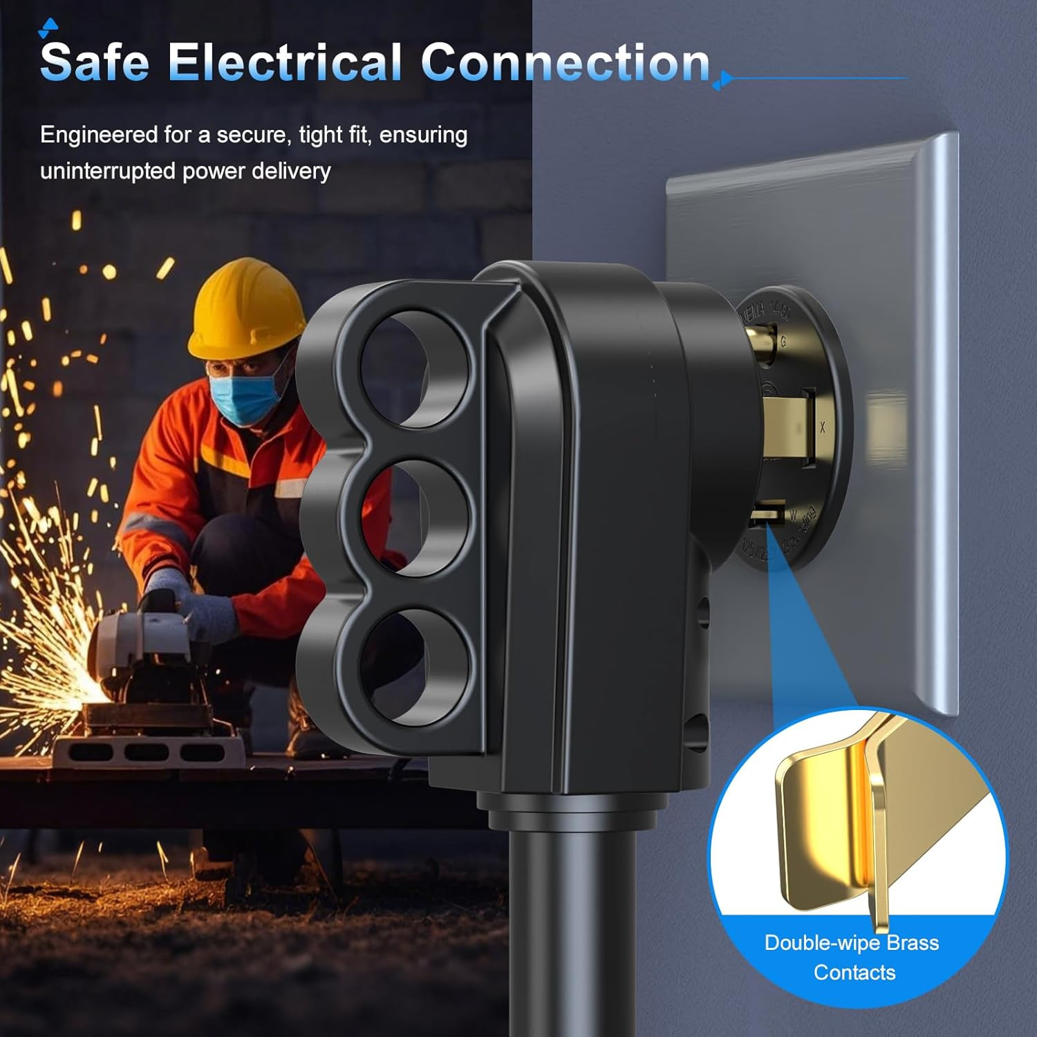 60A Receptacle NEMA 14-60R Flush Mount Outlet 125/250V 4-Prong Socket Industrial