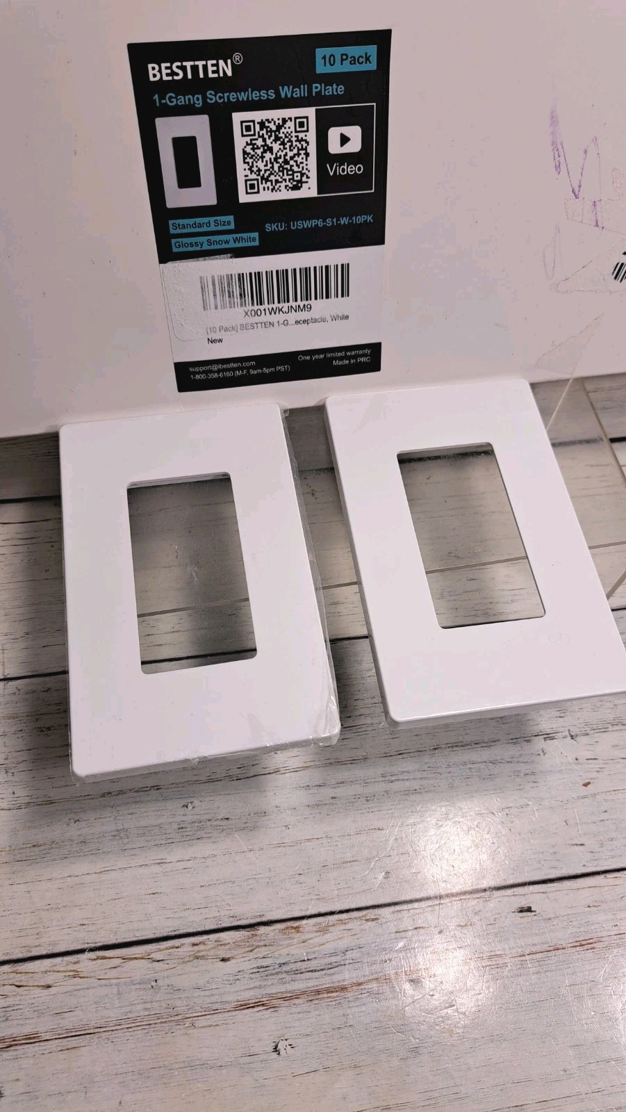10 Pack Decorator Screwless Outlet Wall Plate, USWP6 Glossy Off White, 1 Gang…