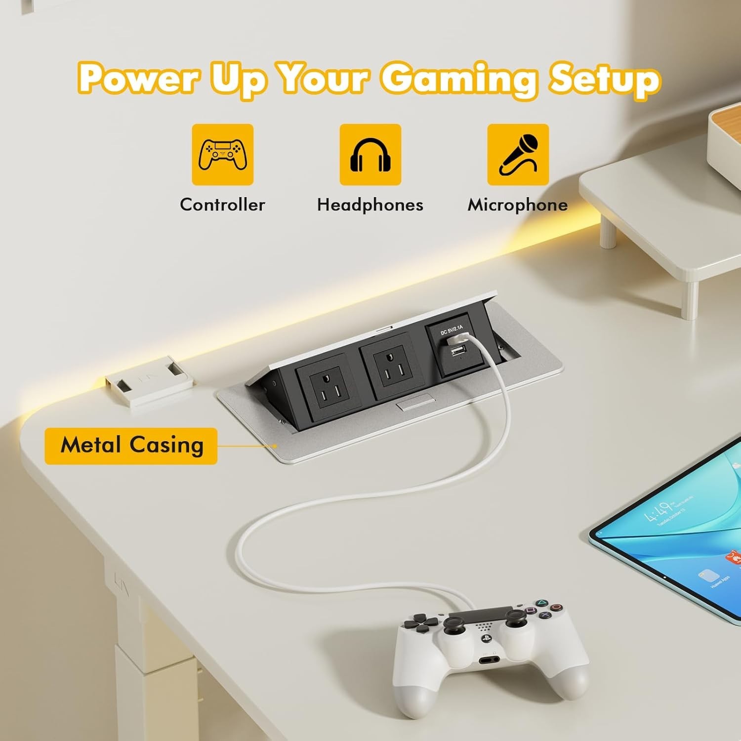 Silver Recessed Power Strip – Conference Table Power Outlet