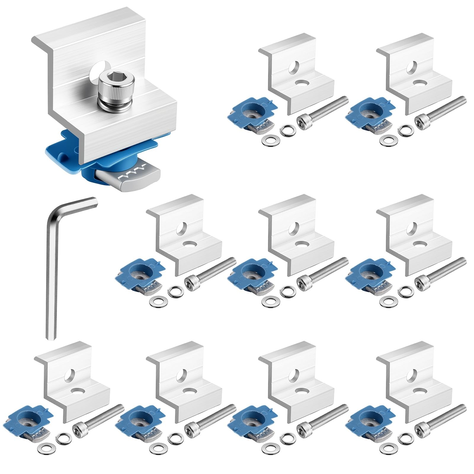 Anbte 10pcs Solar Panel End Clamp for 1.18″(30mm) & 1.38″(35mm), Silver