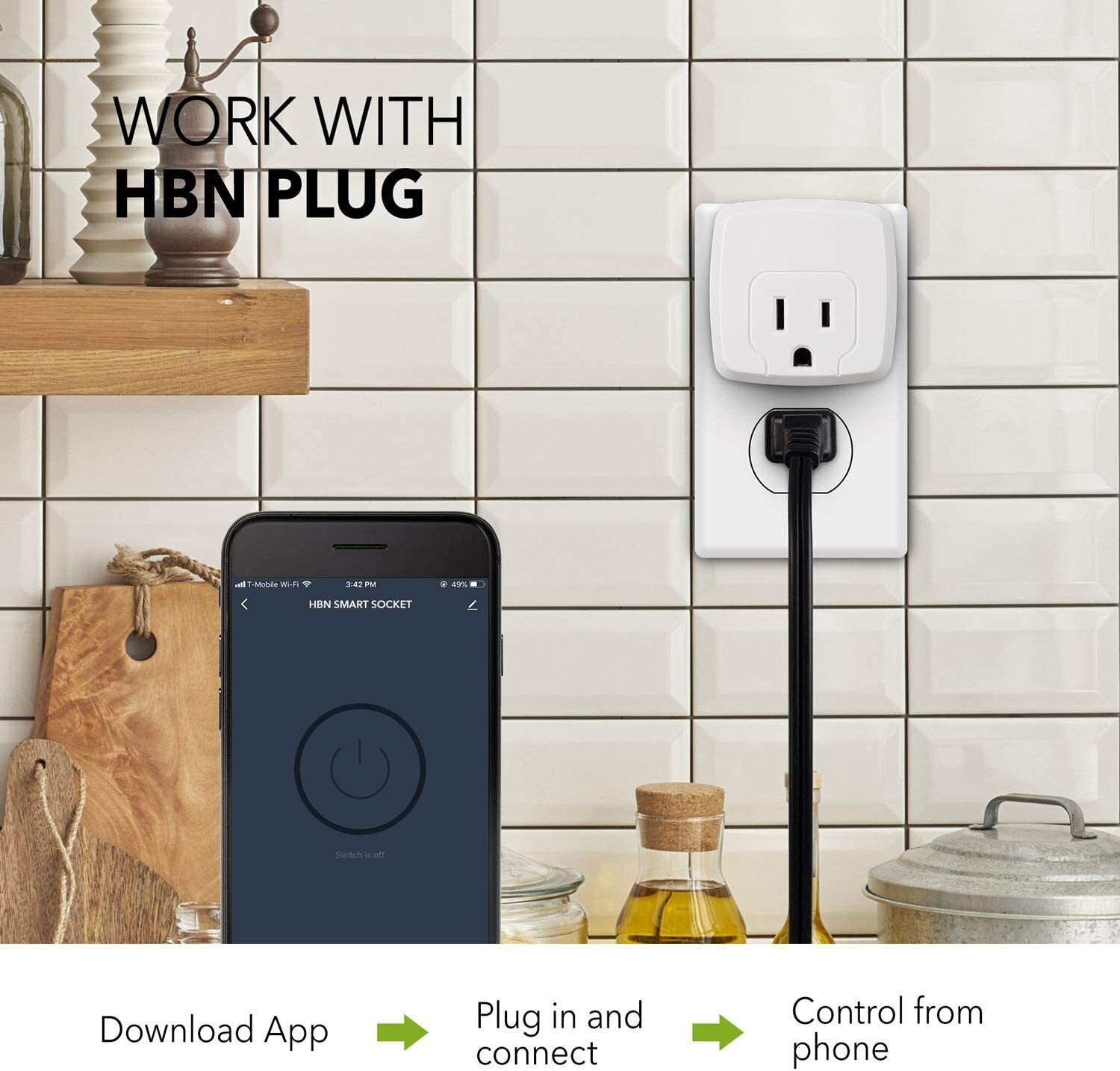HBN 4Pcs Mini Smart WiFi Plug With Timer Work with Alexa/Google Home ETL Listed