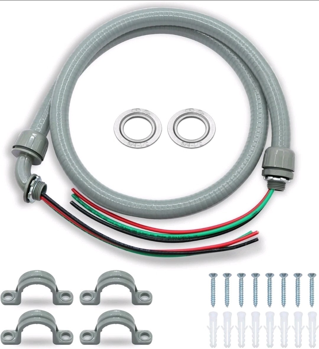 Lot Of 5 Cambridge 1/2″ x 4Ft, 3 x #10 Thhn Power Whip Kit, Non-Metallic Conduit