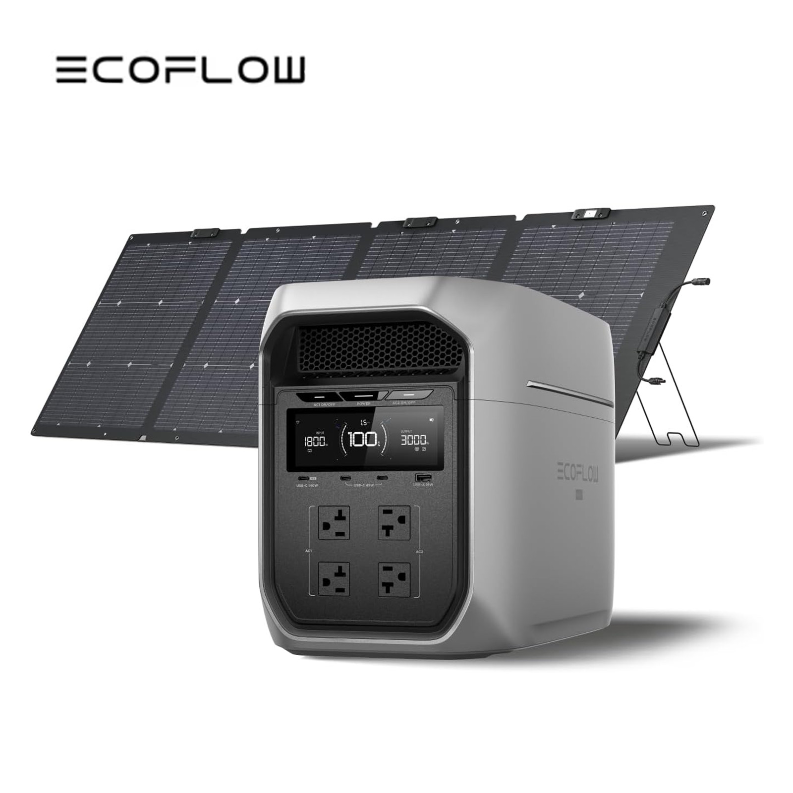 EcoFlow DELTA 3 Max Plus 2048Wh Portable Power Station with 220W Solar Panel Kit