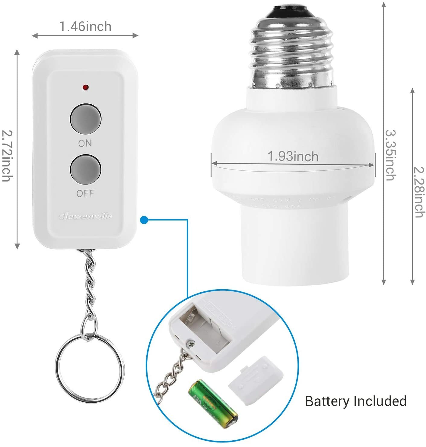 DEWENWILS Remote Control Lamp Socket Wireless Light Switch 1 Remote + 1 Socket
