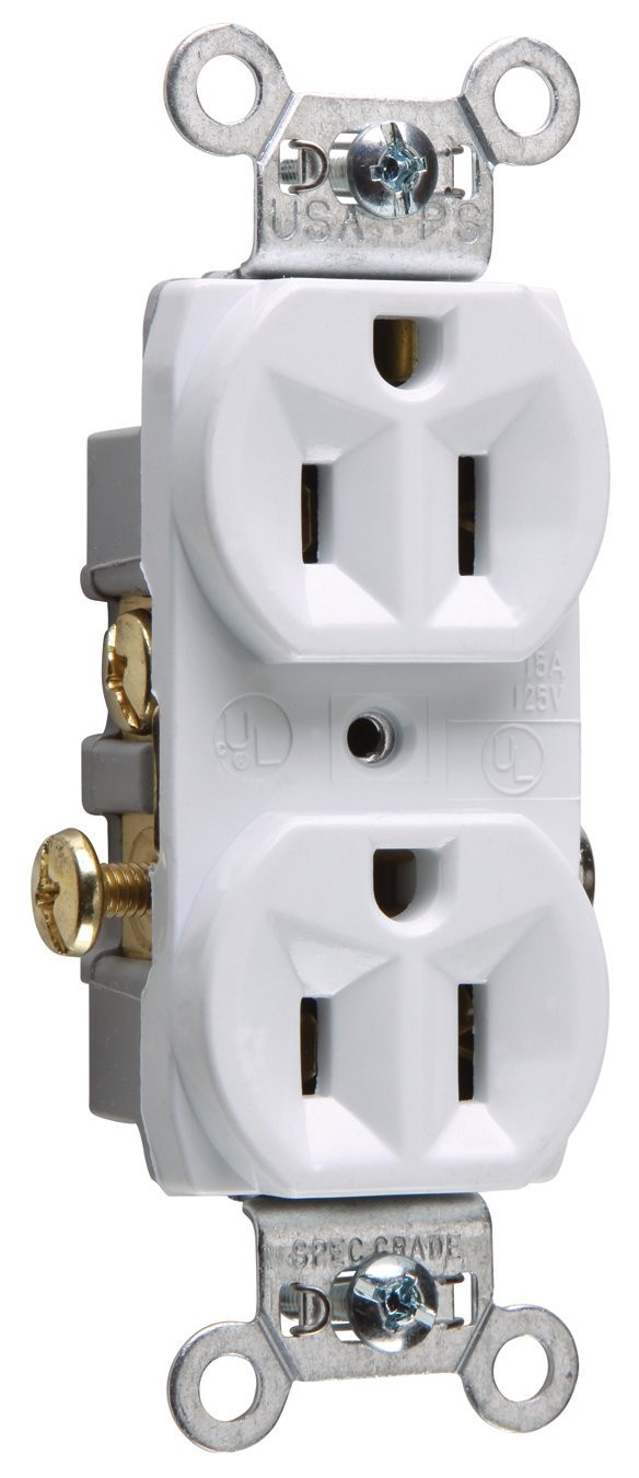 Commercial Grade Duplex Receptacle Outlet 15A White CR15WCC12 Hardware Wall
