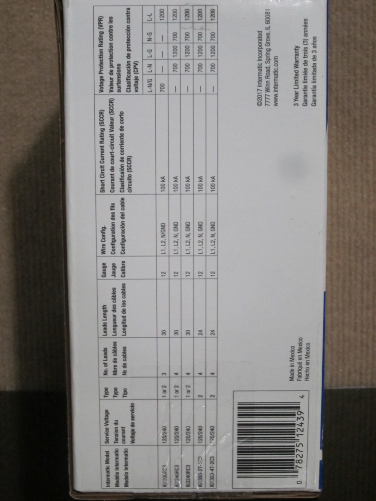 Intermatic IG Series Surge Protective Device Type 1 or Type 2 IG1240RC3 (d