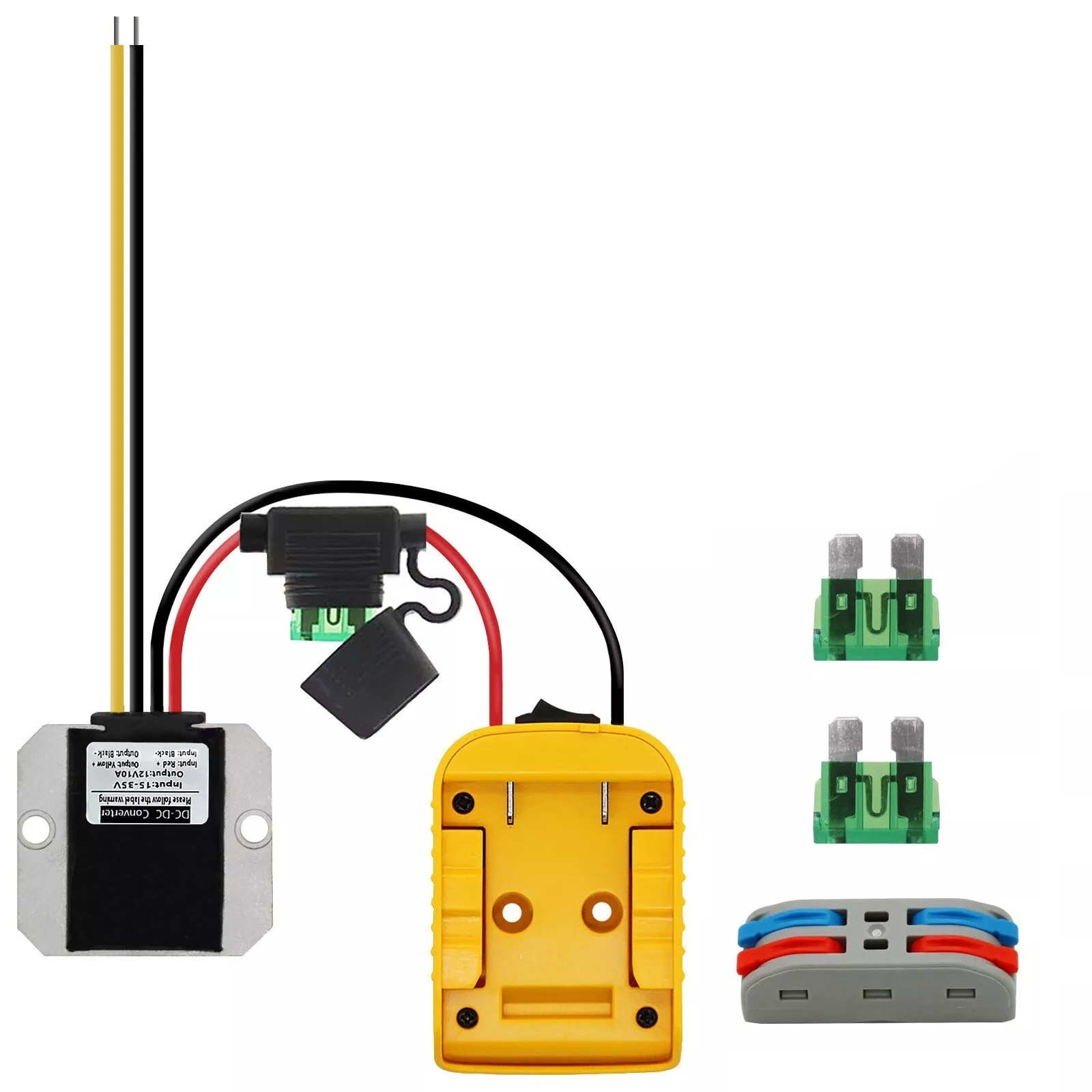 1* 20V to 12V Step Down Converter for DeWalt 20V Power Wheels Battery Adapter DC