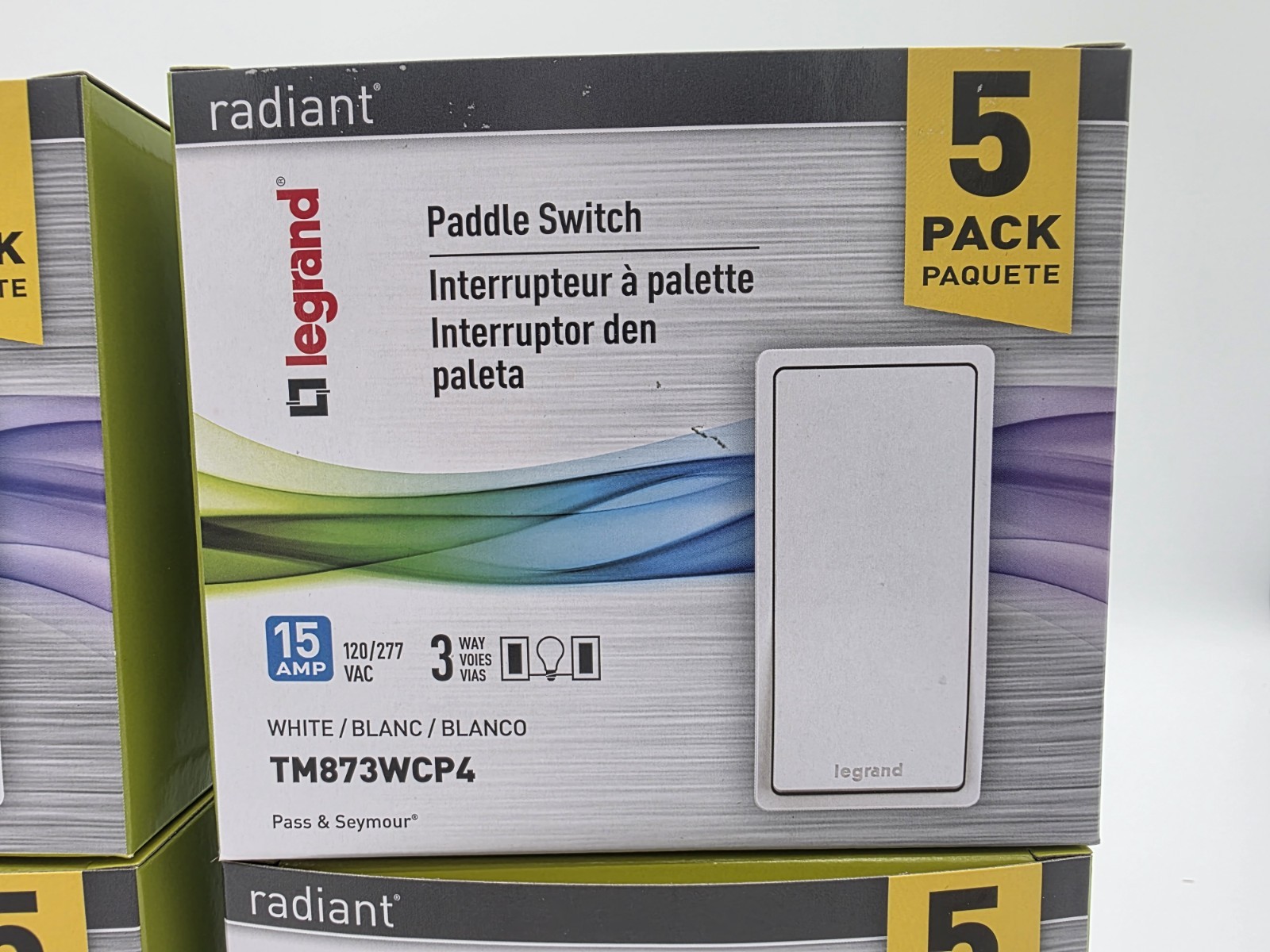 Qty 20 Legrand White Paddle Switch Pass & Seymour Radiant 15 Amp 3 Way TM873WCP4