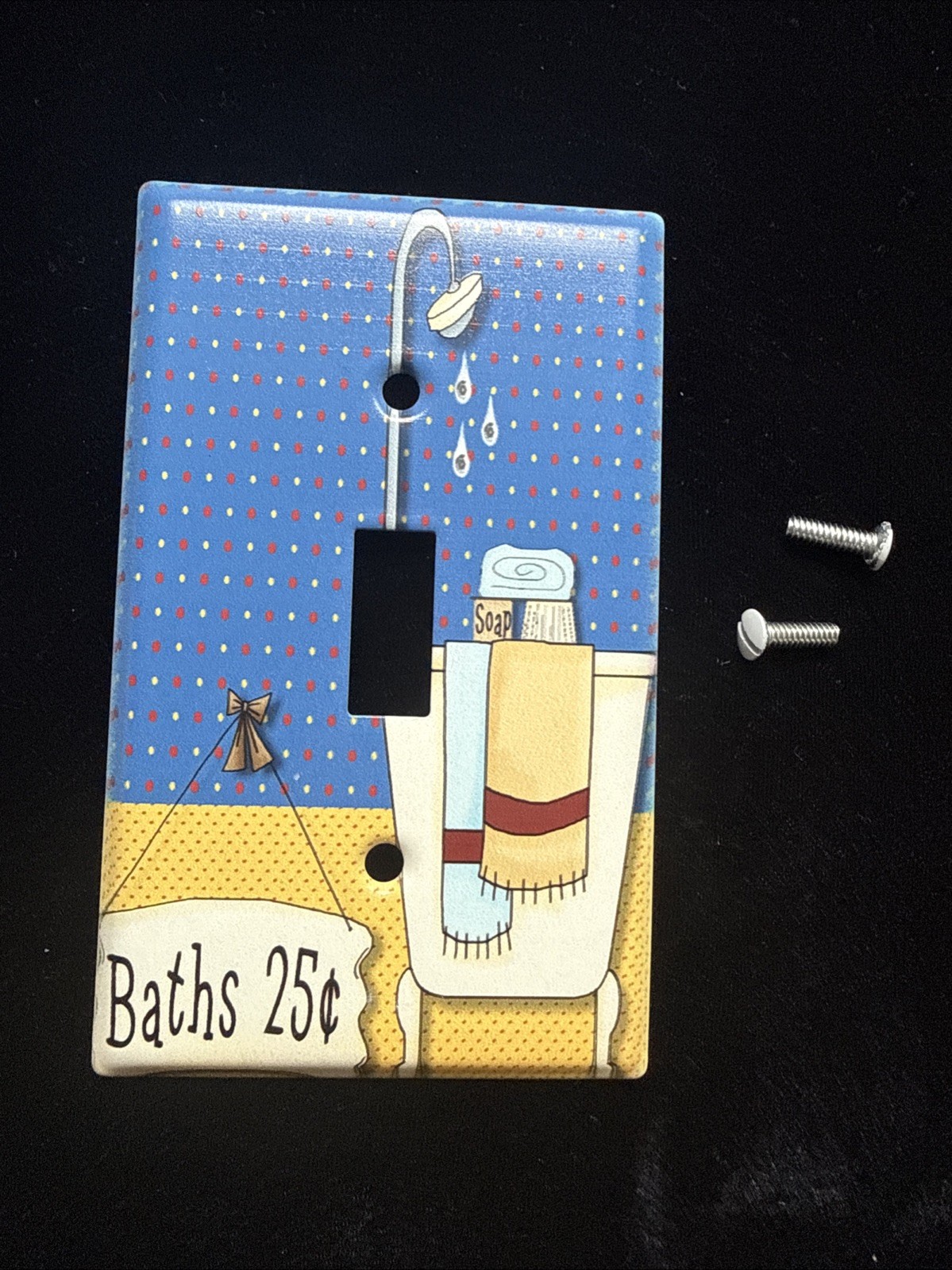 RETRO VINTAGE Bath 25 Cents BATHROOM SINGLE LIGHT SWITCH WALL PLATE NY DECOR