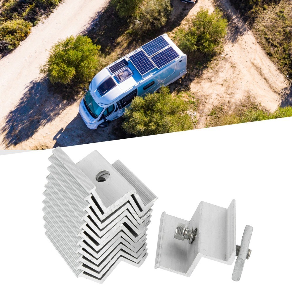 12Pcs Set Aluminium Alloy Clamps Fixture For Mounting-Rail Bracket Solar Panel