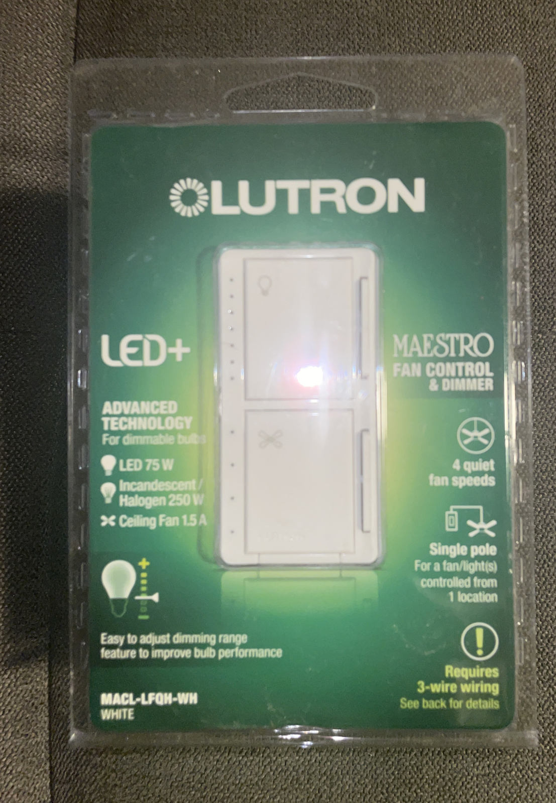 Lutron Maestro 1.5Amp 4-Speed Wired Fan Control and Light Dimmer – White💡