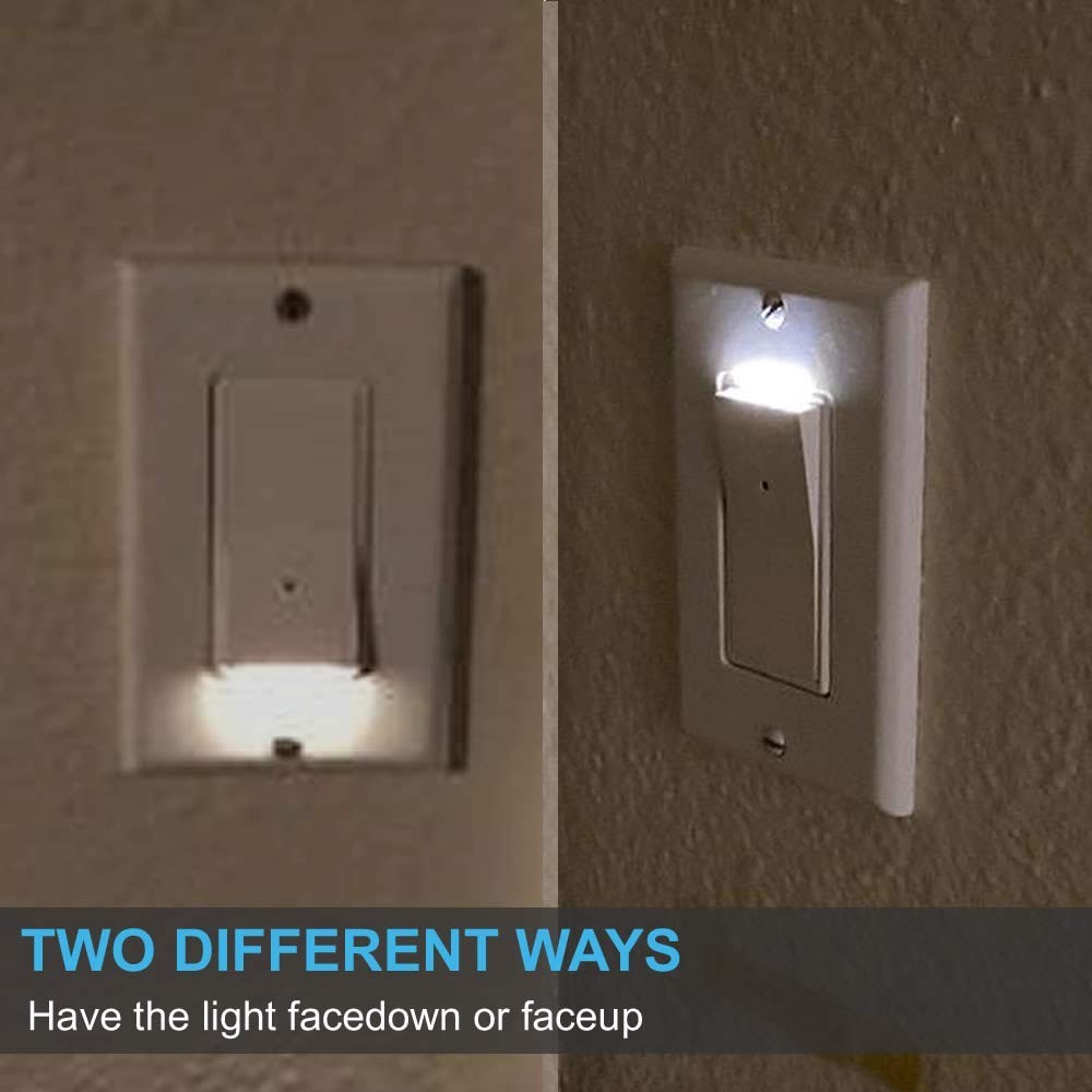 4 Pack Illuminated Light Switch, Lightswitch W LED Night Light, Automatic On/Off