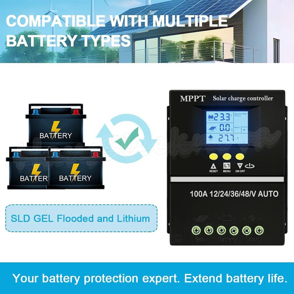 4000W 100A MPPT Solar Charge Controller 12V 24V 36V 48V Battery PV Regulator USB