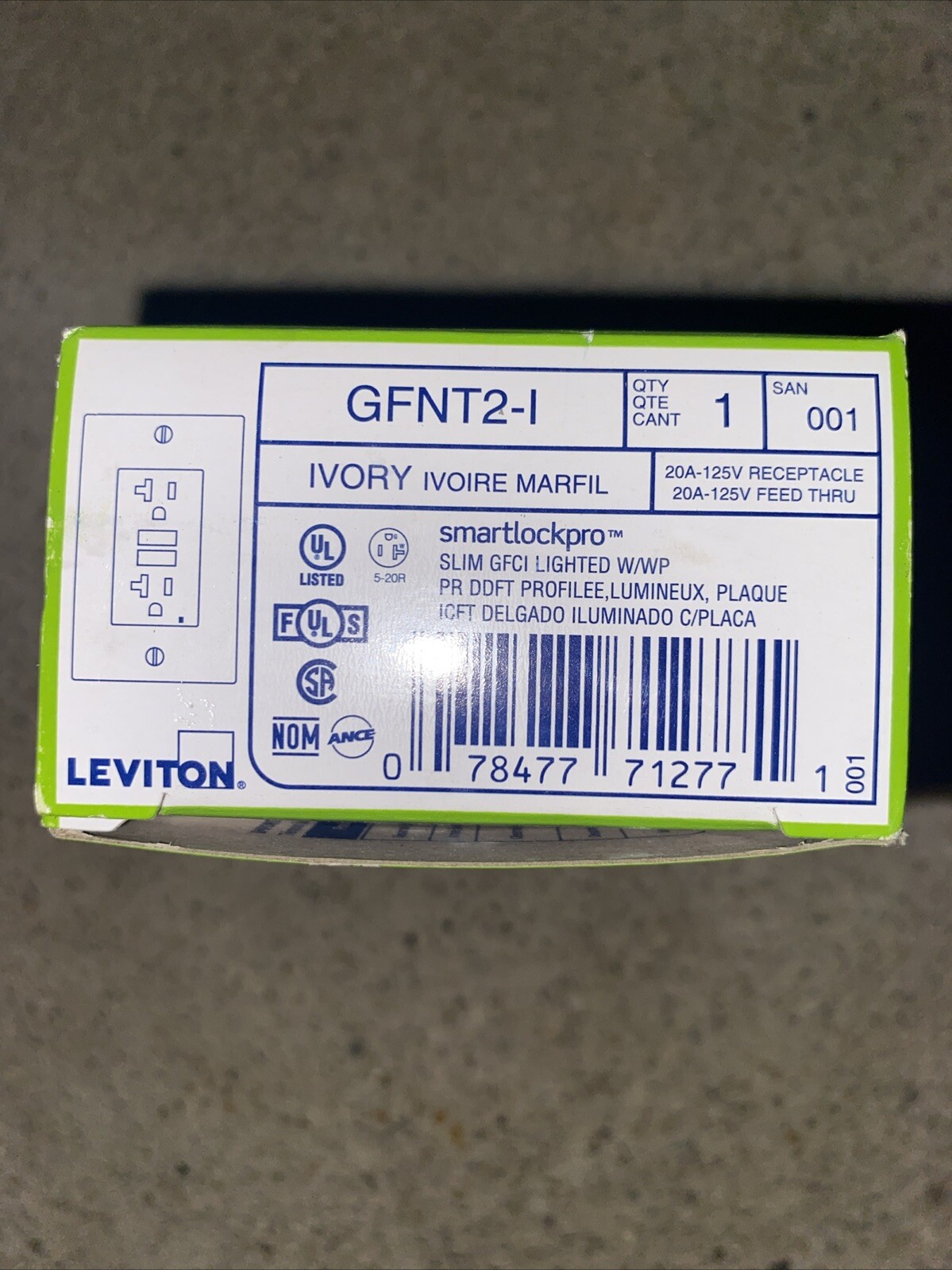 LEVITON GFNT2-I 20A 125V GFCI Outlet IVORY