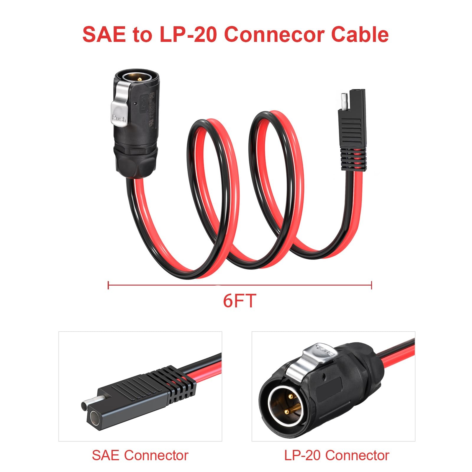 2 Pin Power Industrial Circular Connector 10AWG Furion Solar Plug to SAE Conn…