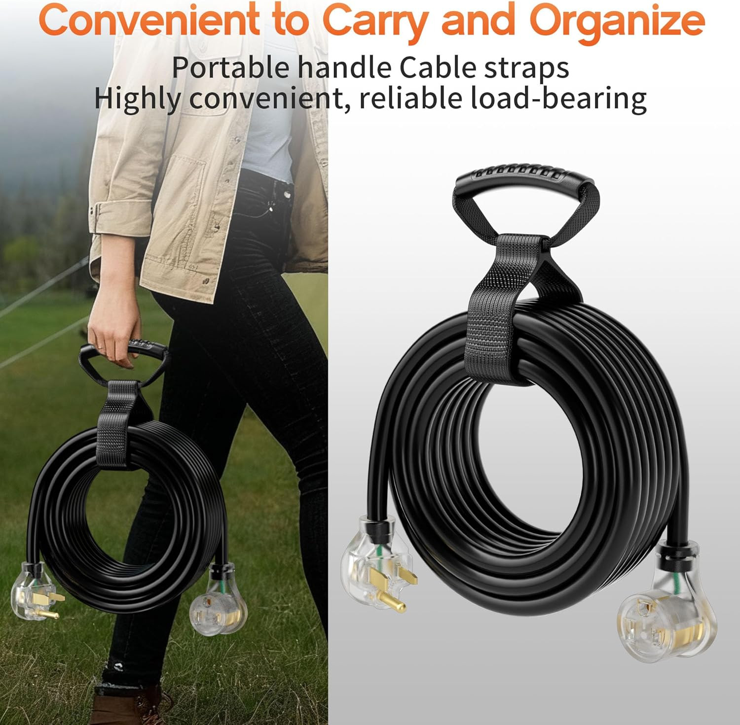 25FT 40 Amp 8 Gauge 3 Prong Welder Extension Cord, NEMA 6-50P to NEMA 6-50R, Hea
