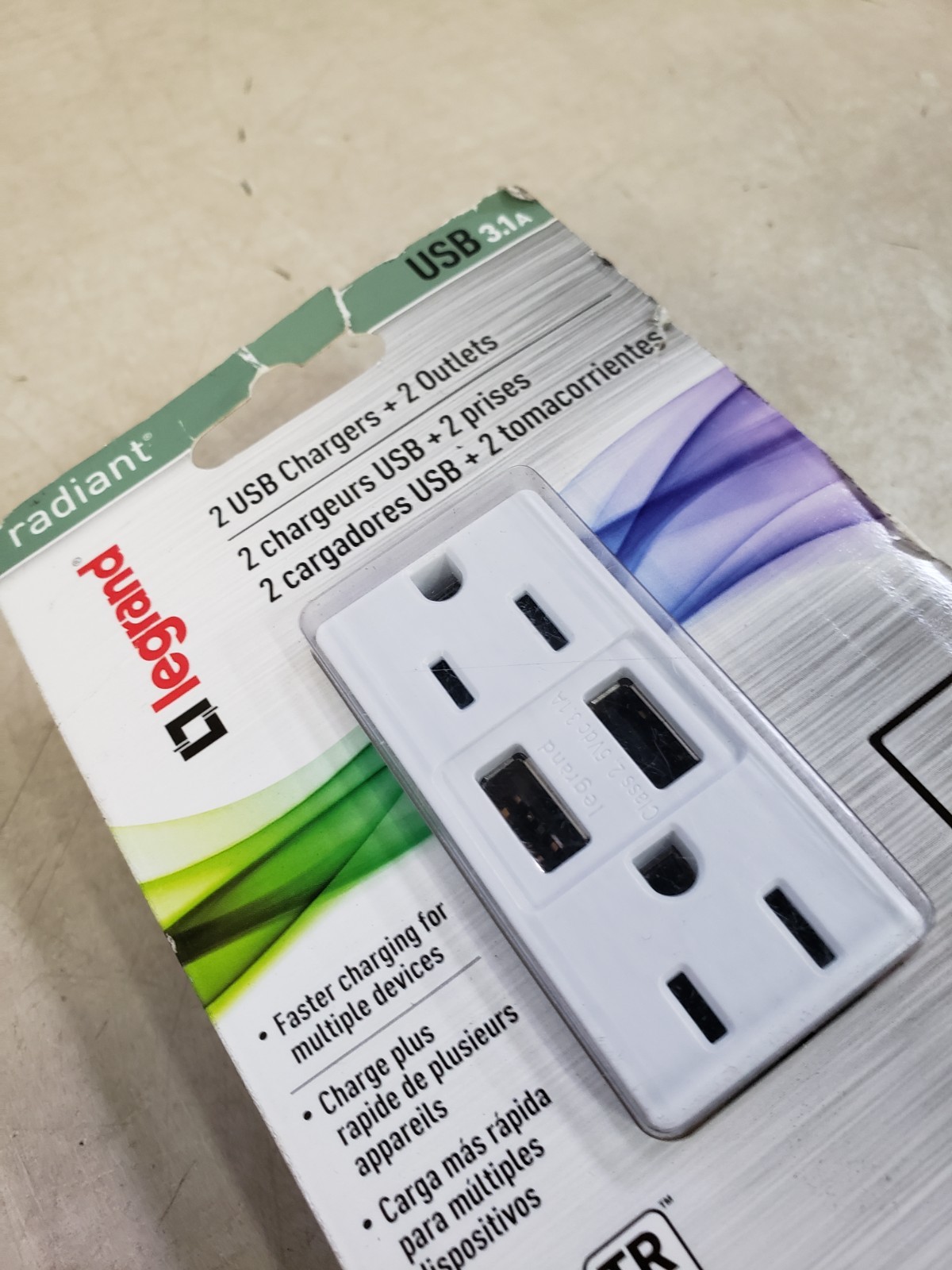 Legrand 2 USB 3.1A Charger Outlet, TM826USBWCCV6 15 AMP 125 Volt White