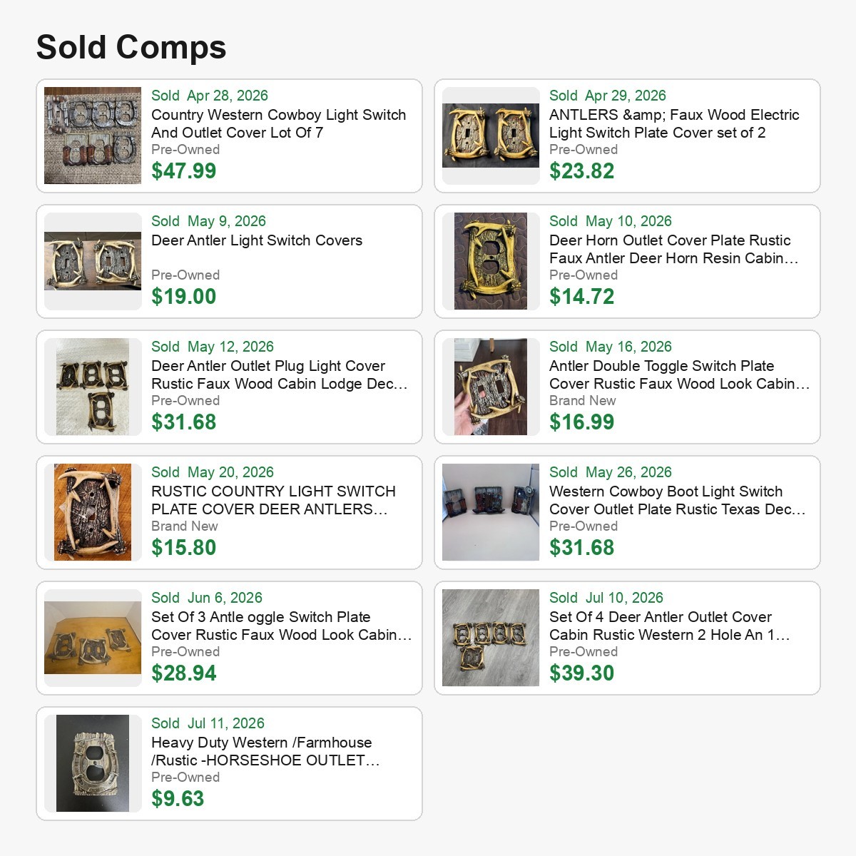 Lot of 13 Rustic Western Resin Light Switch and Outlet Cover Plates