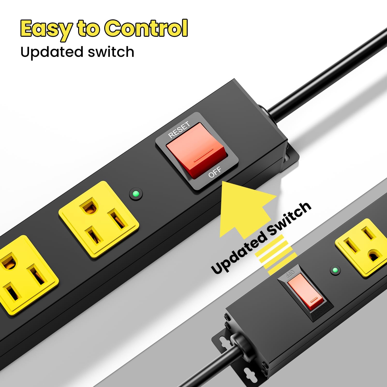 10 Outlet Metal Power Strip with 2100J Surge Protector, Heavy Duty 6FT Extens…