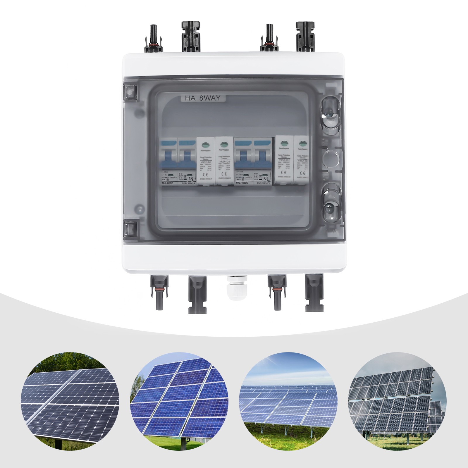 2 Strings Solar Combiner Box with Manual Disconnect and Surge Protection