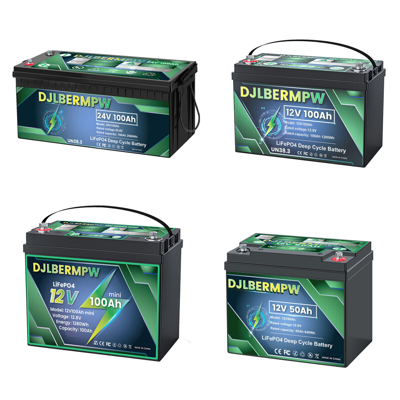 12V/24V LiFePO4 Lithium Battery 50Ah/100Ah BMS Deep Cycle For Marine RV