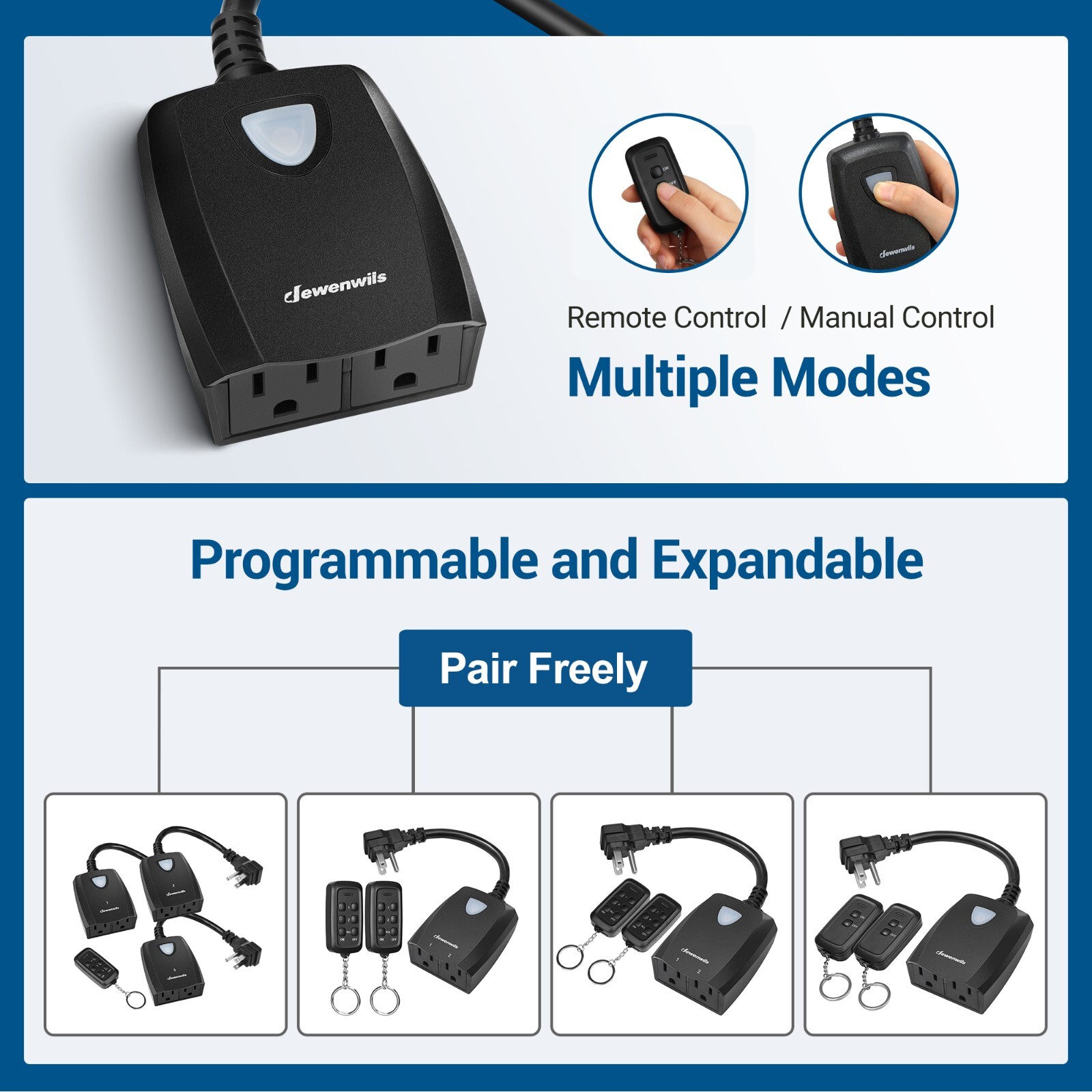 DEWENWILS Outdoor Wireless Remote Control Outlet Switch Plug In 100 FT