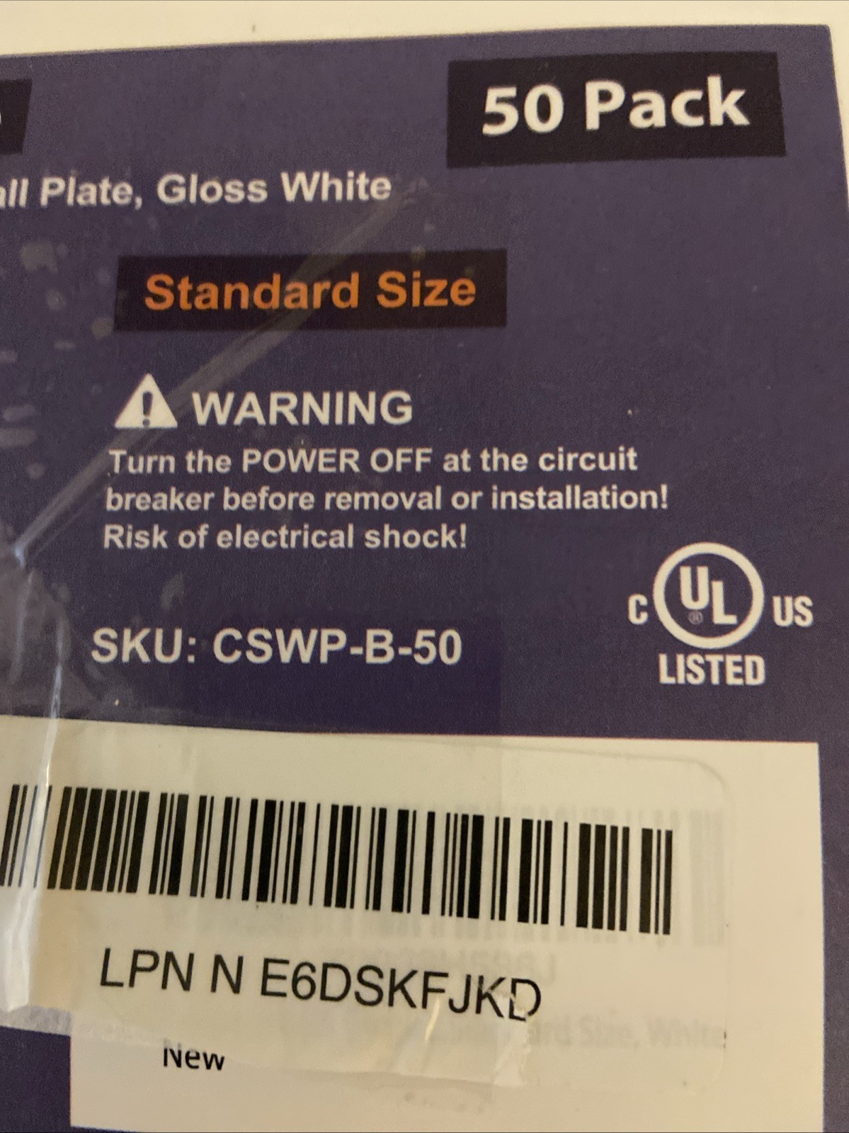 CML Decorator Wall Plates, 50 Pack Electrical 1-Gang 50 Pack, Gloss White