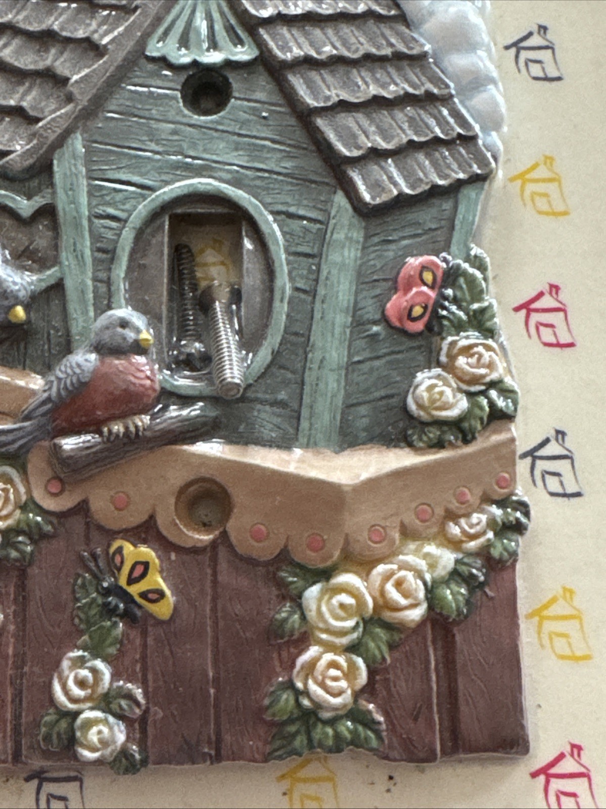 NOS American Tack & Hardware Bird House Light Switch Plate Cover Hand Painted