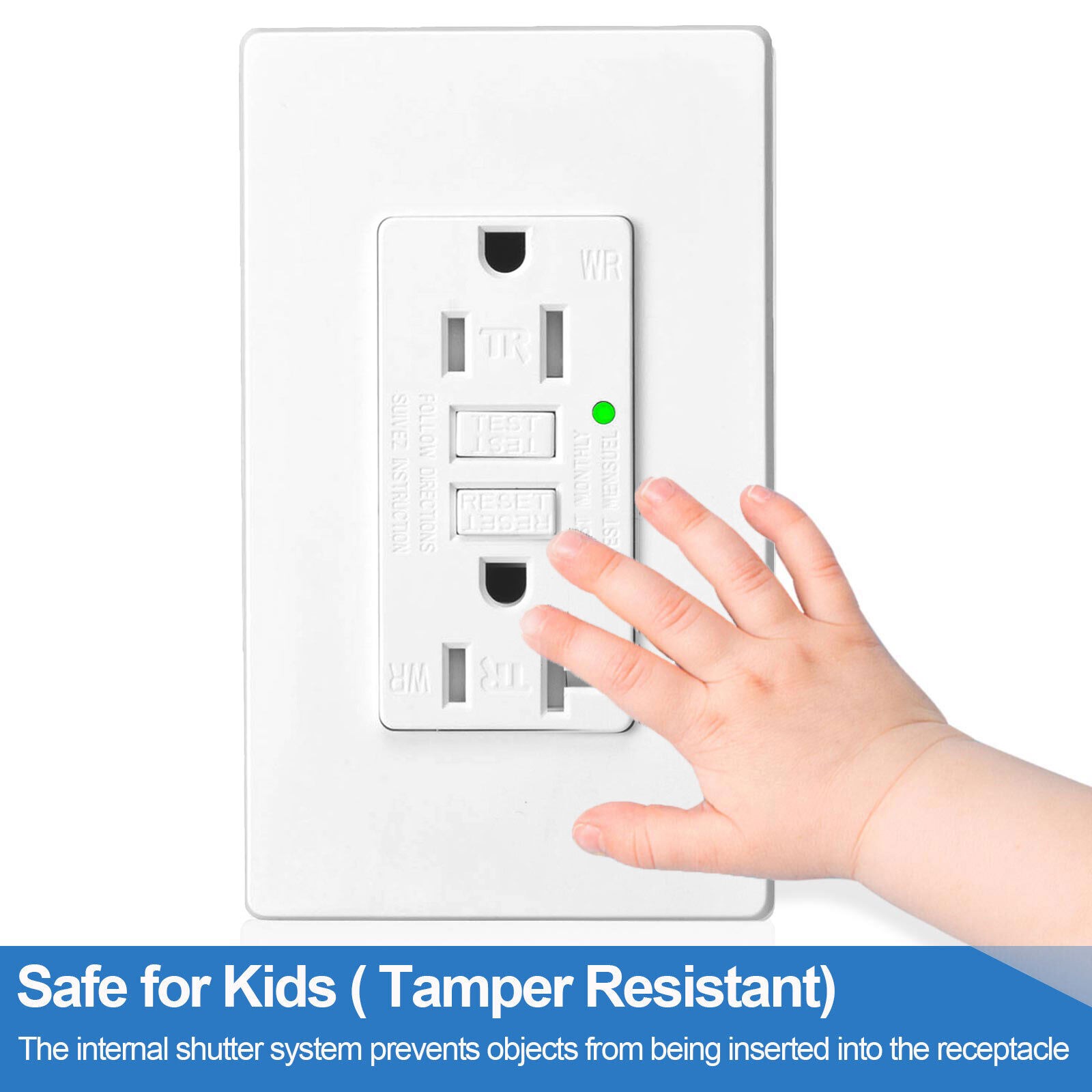 20PCS GFCI Outlet 15Amp 125V Weather Tamper Resistant ETL Wall Receptacle w/LED