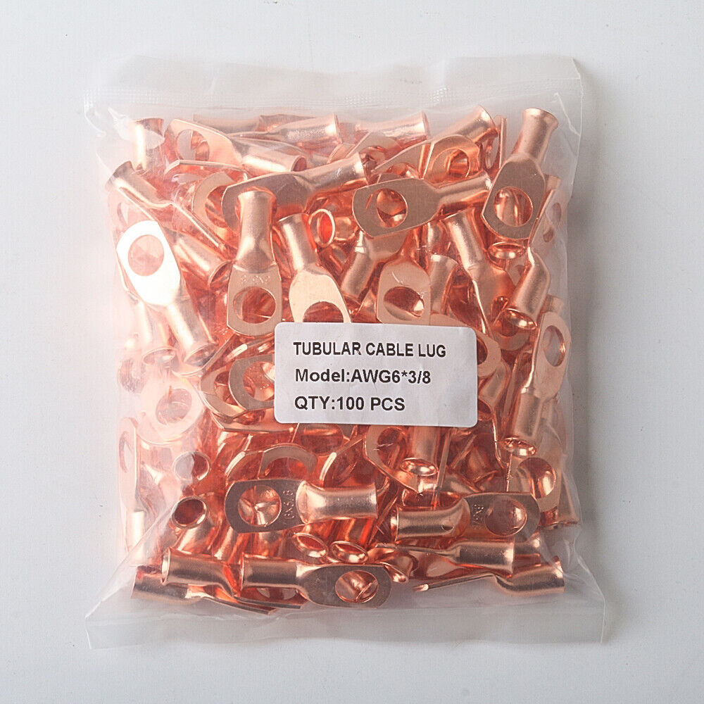 Bare Copper Lugs Ring Terminals Battery Wire Welding Cable Connectors 8-4/0 AWG
