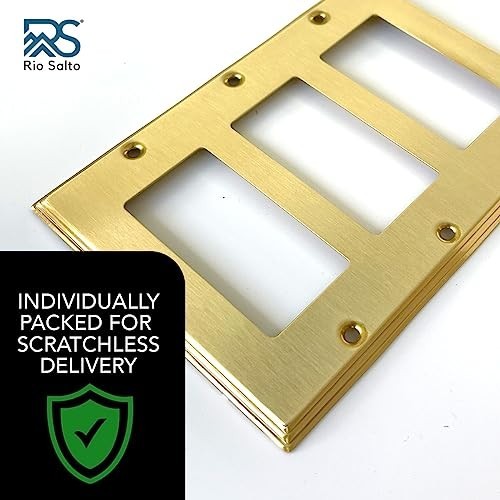 Brushed Gold Triple Rocker Switch Plate & GFCI Outlet Cover – Midsize Decor 1-Pa