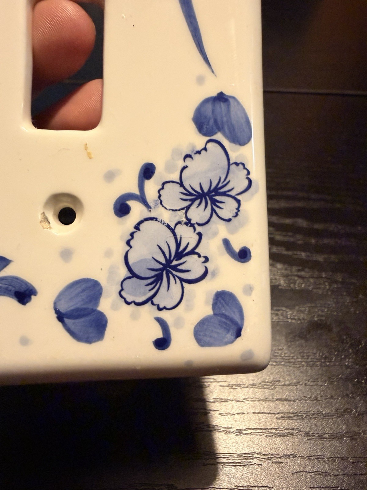 Vintage Blue & White Floral Glossy Ceramic Light Switch Wall Plate Cover