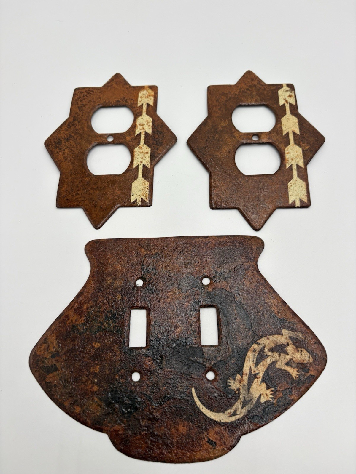 Lot of 3 Copper Color Light Switch Covers Southwest Rustic Metal