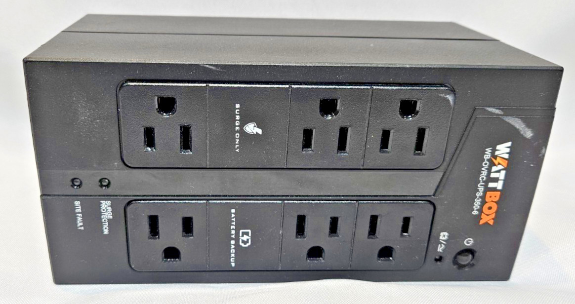 WattBox WB-OVRC-UPS-350-6 Compact 350VA 6-Outlet Battery Backup UPS OvrC – Used