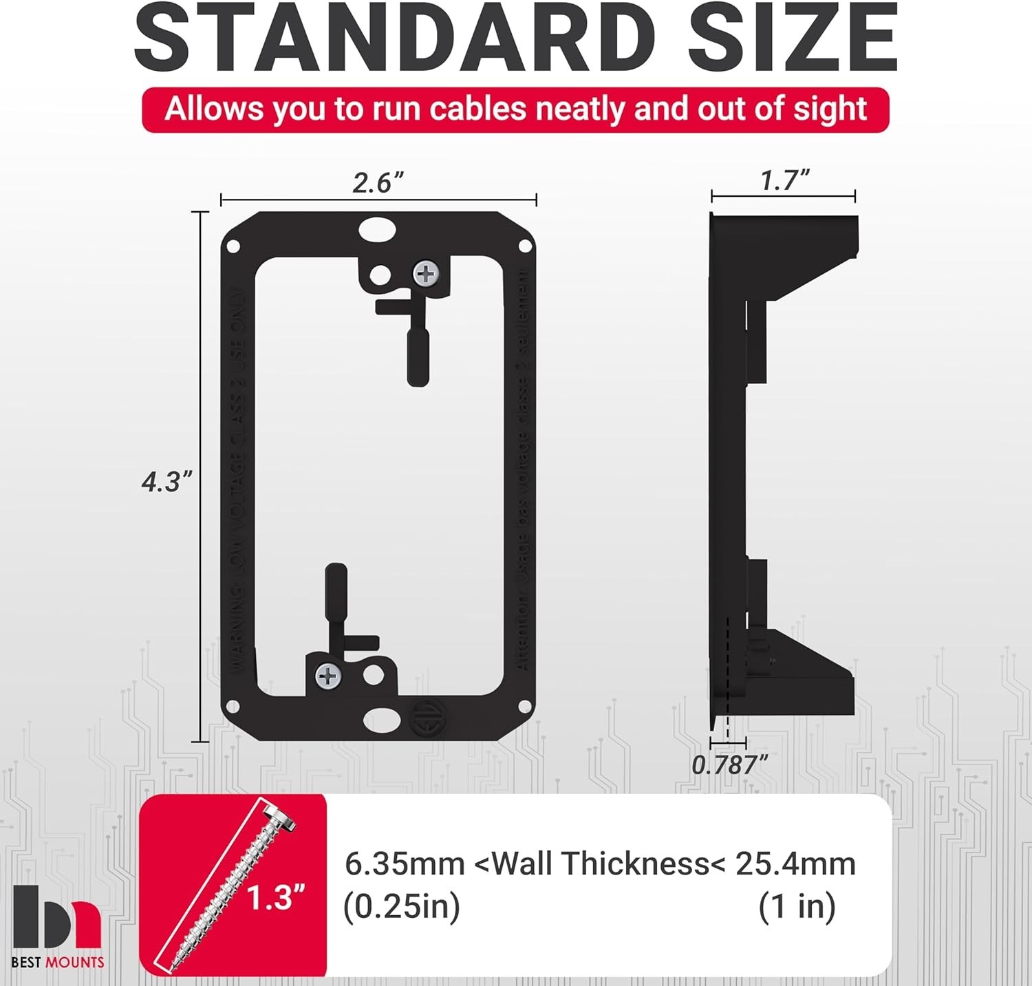 Flush Mount 1-Gang Low Voltage Bracket – Versatile Cable Management Solution