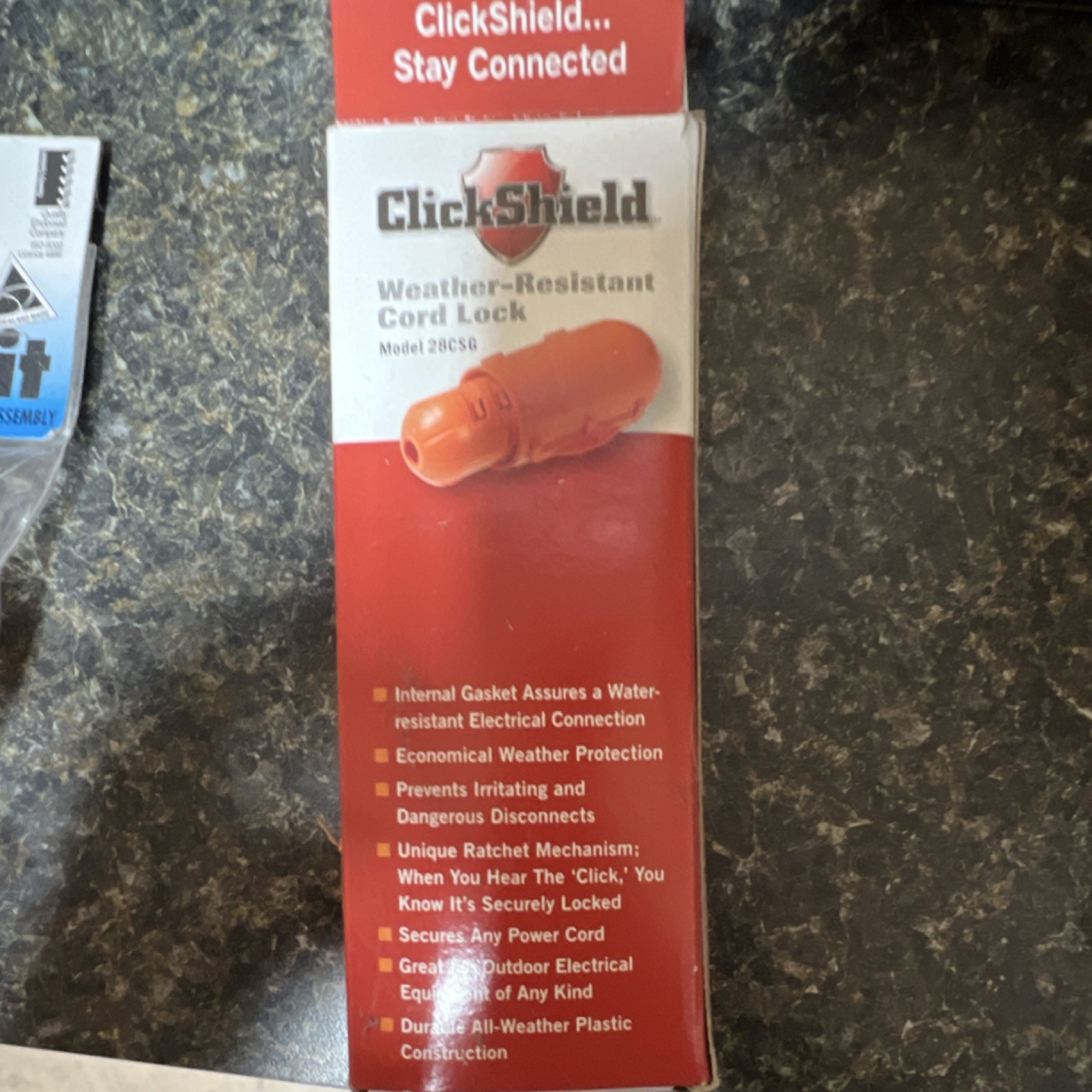 ClickShield Weather Resistant Cord Lock Orange Locking Plug Plastic 28CSG