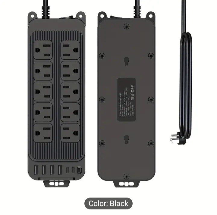 Power Surge Protector with 10 Outlets & 4 USB Ports & 2 USB-C Port (5V/3A),