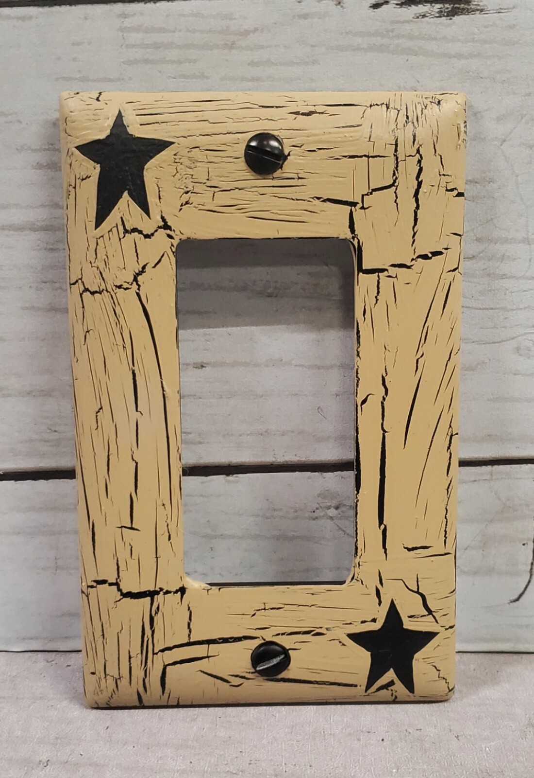 Crackle Painted Coffee Brown with Cream Star Wall Plates, Switch, GFI, Outlet