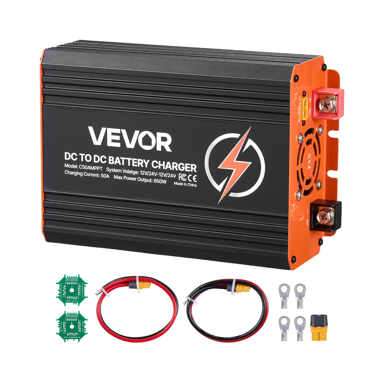 VEVOR DC to DC Charger MPPT 650W 50A On-Board Battery Charger Solar/Alternator