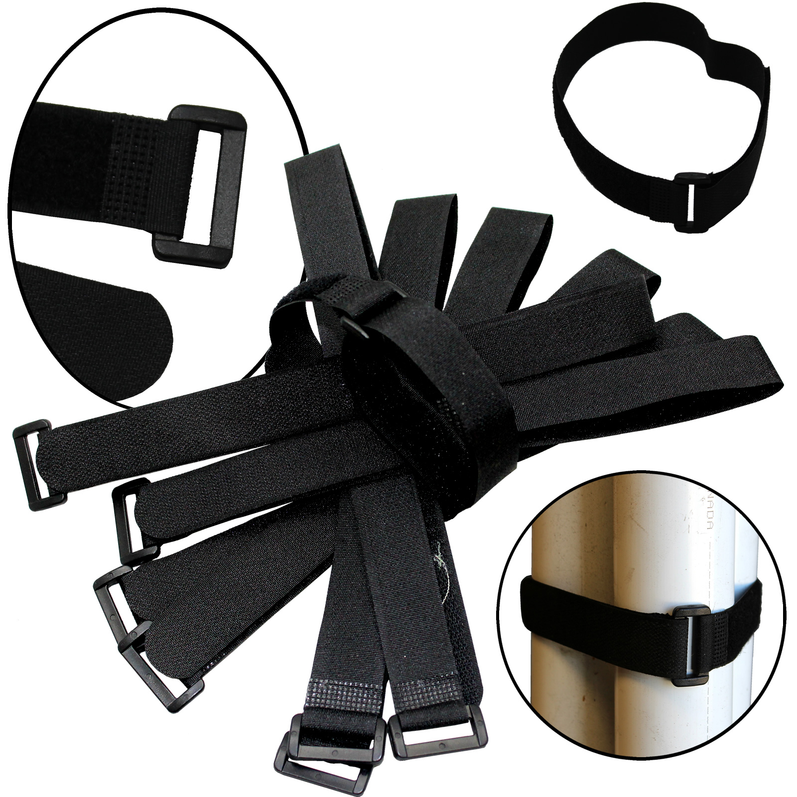 100 x 20″ Black Cable Ties ~ Wire Cord Straps Reusable Hook & Loop ~ US Seller