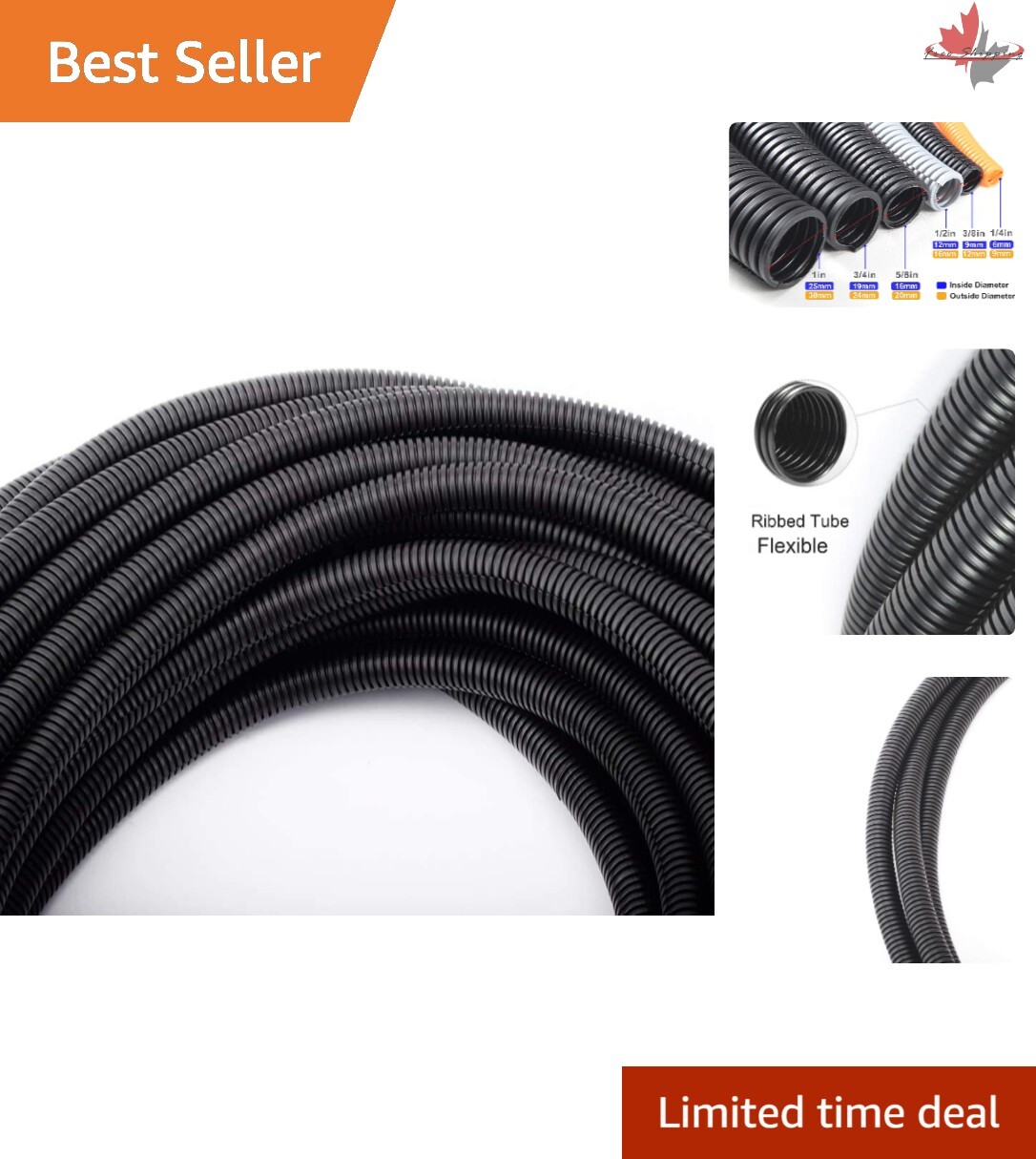 Wire Loom Split Tubing – High Temp, Abrasion Resistant – Protects Wires – 50 ft