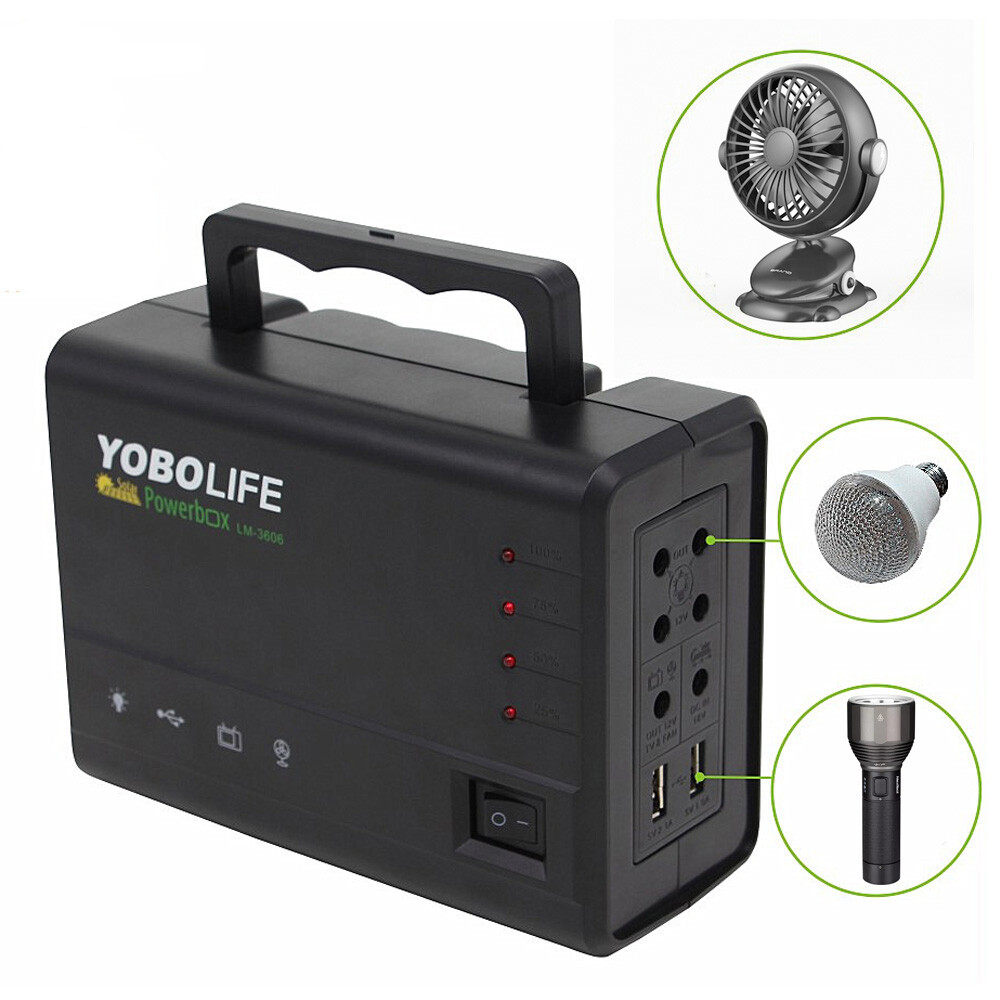 Portable Station Solar Panel Power Inverter Electric Generator Set +4 LED Light